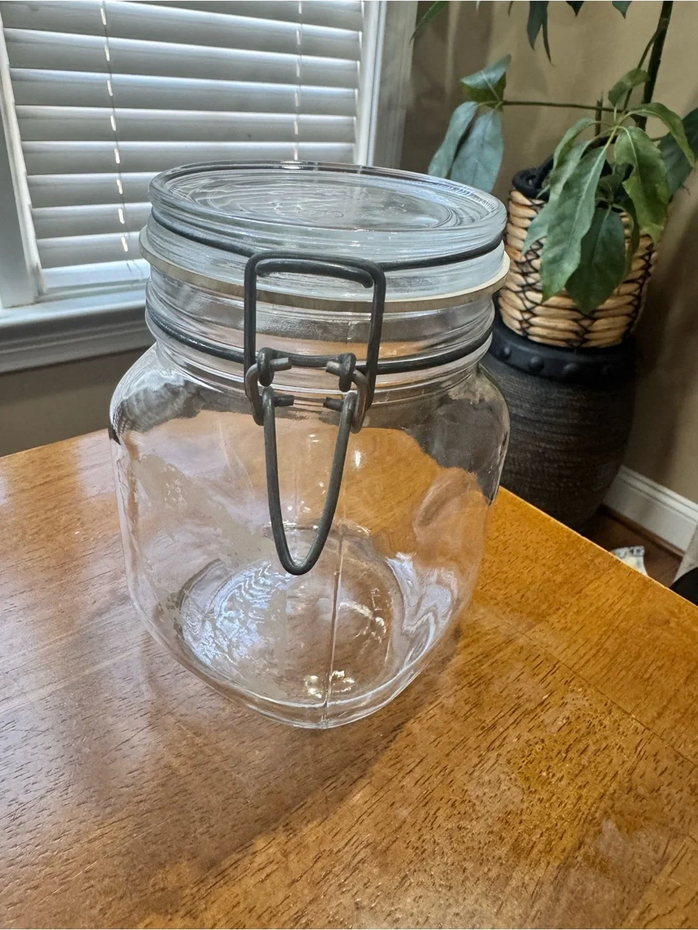 Vintage Vetri Di Fidenza glass jar made in Italy Glass Clamp-Top Storage Jar